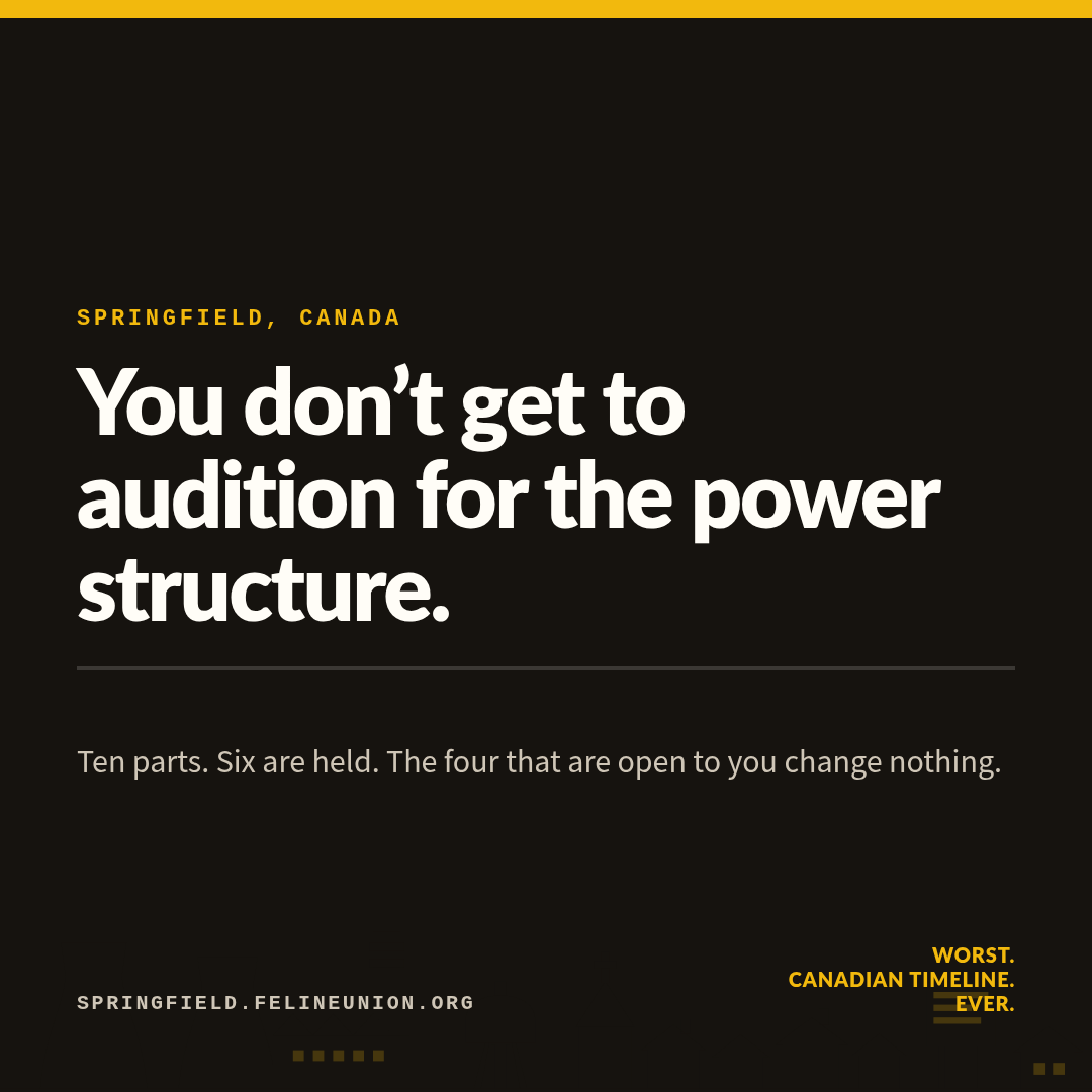 Share card: The casting sheet. You don’t get to audition for the power structure.